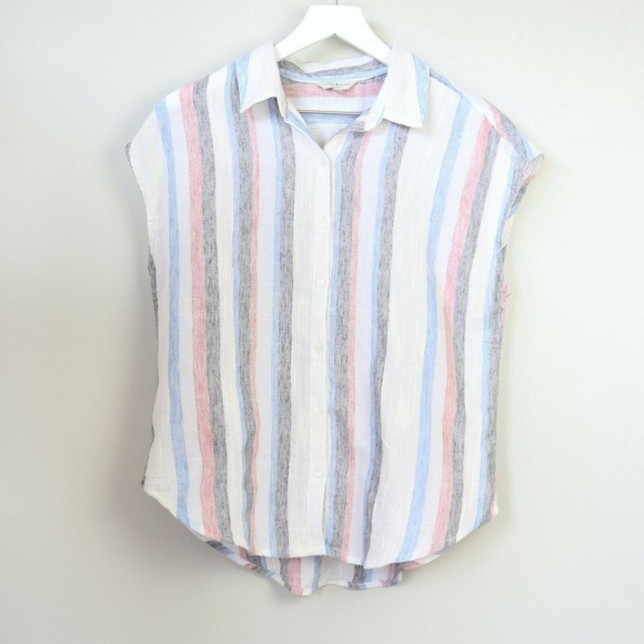 Lucky Brand Tops - Lucky Brand Striped Sleeveless Button Down Blouse